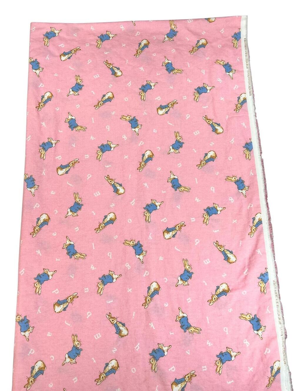 Vintage Peter Rabbit Pink Fabric 1 Yard 10”